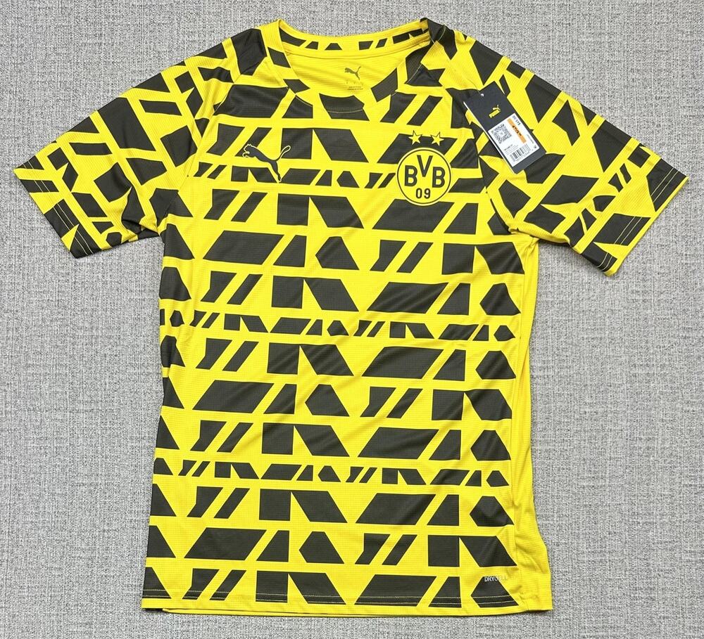 Borussia Dortmund Jersey Mens Small Yellow Black Bundesliga Soccer Puma Warm Up